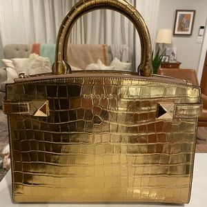 New Michael Kors gold crocodile purse (cross body strap included), gold hardware